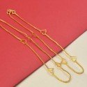 Micro Gold Plated Box Chain Heart Anklets Payal
