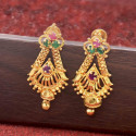 Gold Plated Semi-precious Ruby Emerald Drop Earrings