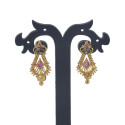 Gold Plated Semi-precious Ruby Emerald Drop Earrings