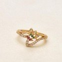 Elegant Gold Plated AD Ruby Emerald Stone Finger Ring