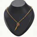 Gold Plated Designer Chain With Ruby Stone Floral Pendant