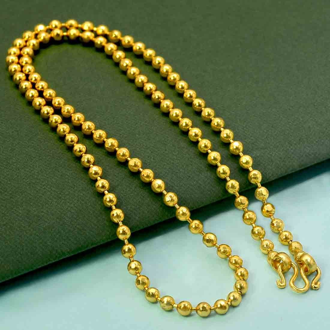 Gold Plated Simple Bead Chain For Girls 18 Inch Online Kollam Supreme