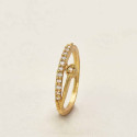 Trendy Gold Plated CZ Leaf Stone Finger Ring
