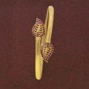 Micro Gold Plated Ruby Studded Open Leaf Bangle