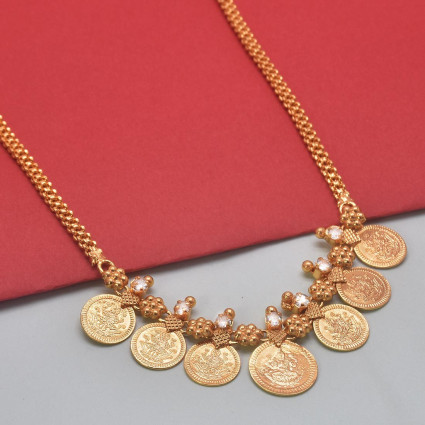 Gold Plated Lakshmi Coin Kasu Stone Necklace