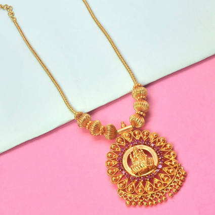 Elegant Traditional Lakshmi Ruby Necklace