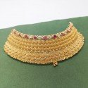 Stunning Gold Plated Broad Ruby AD Stones Bridal Choker Set