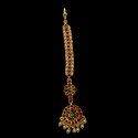 Artificial Red and Green Stones and Pearls Dance Maang Tikka