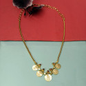 Gold Plated Lakshmi Five Coin Kashu Ruby Stone Necklace