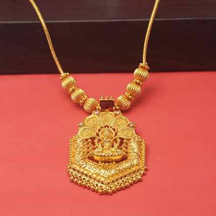 Ethnic Gold Plated Lakshmi Temple Pendant Necklace