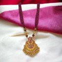 Lakshmi Ruby Emerald Stones Pendant Black Beads Necklace PJ