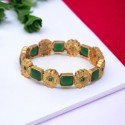 Antique Gold Plated Floral Emerald Screw Bangle/Kada