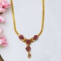 Graceful Ruby Stone Floral Pendant Necklace