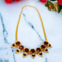 Elegant Red Square Stones Studded Palakka Choker