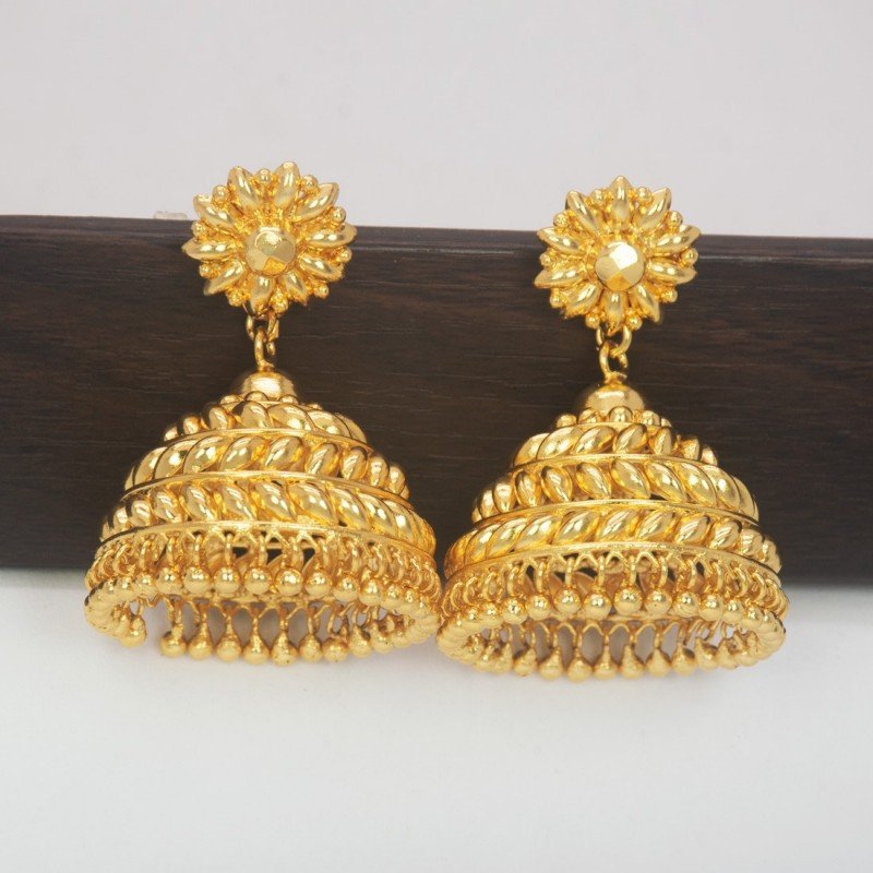 Revolving Charm Gold Jhumka Earrings