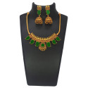 Matte Finish Kerala Style Ruby Green Mango Choker Set
