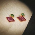 Stylish Gold Plated Adial Ruby Emerald Stones Ear Studs