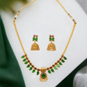 Elegant Matte Kerala Ruby Green Mango Necklace Set