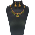 Elegant Matte Kerala Ruby Green Mango Necklace Set