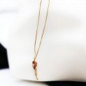 Stylish Gold Plated Small Leaf CZ Stone Pendant Chain