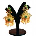 Classic Matte Ruby Emerald Jhumka Earrings