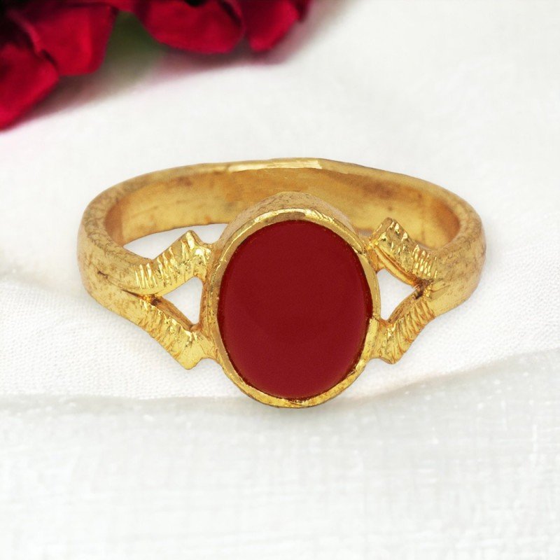 Unique 2 In 1 Trend Vintage Gold Color Red Stone Ring Horse Eye Shape  Bridal Wedding
