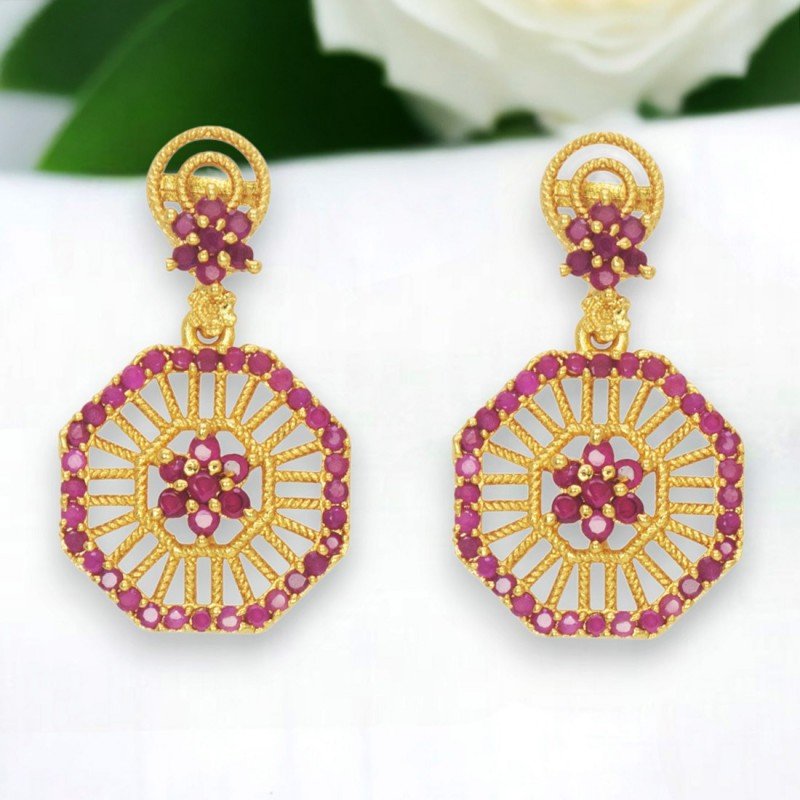 ER14739 AD Ruby Emerald Stones South Indian Gold Covering Daily Wear  Earrings Online | JewelSmart.in