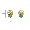 Small Cute Gold Plated Floral Emerald Ruby Stone Ear Studs