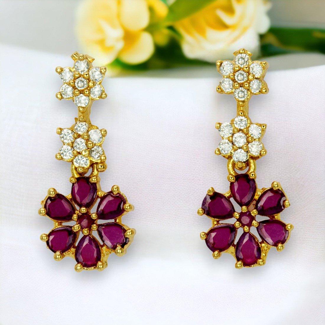 Custom Handmade Ruby & Diamond Drop Earrings – Addessi Jewelers