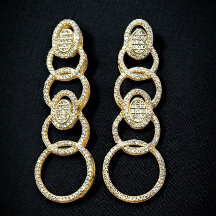 Gold Plated Cubic Zirconia Stone Studded Hoop Earrings