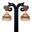 Alluring Gold Plated Stone Jhumka