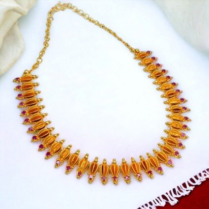 Contemporary Elegant Gold Plated Ruby Choker Necklace