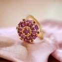 Premium Fashion Baguette Cut Ruby Floral Ladies Finger Ring