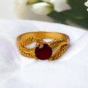 Charming Gold Plated Red Ruby Finger Ring