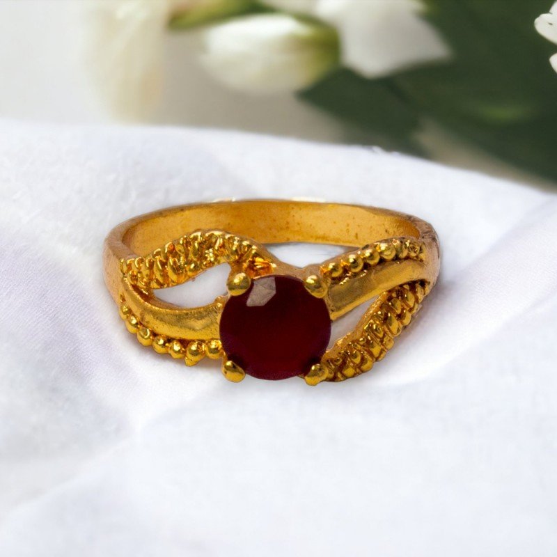 Abharan Red Stone Floral Cocktail Ring – VOYLLA