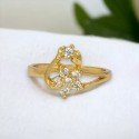 Gold Plated White Cz Stone Floral Finger Ring