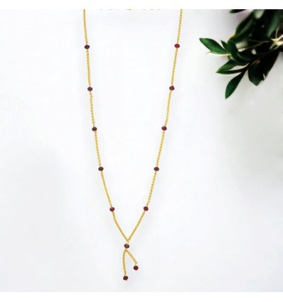 Gold Plated Stone Cutting Chain Necklace
