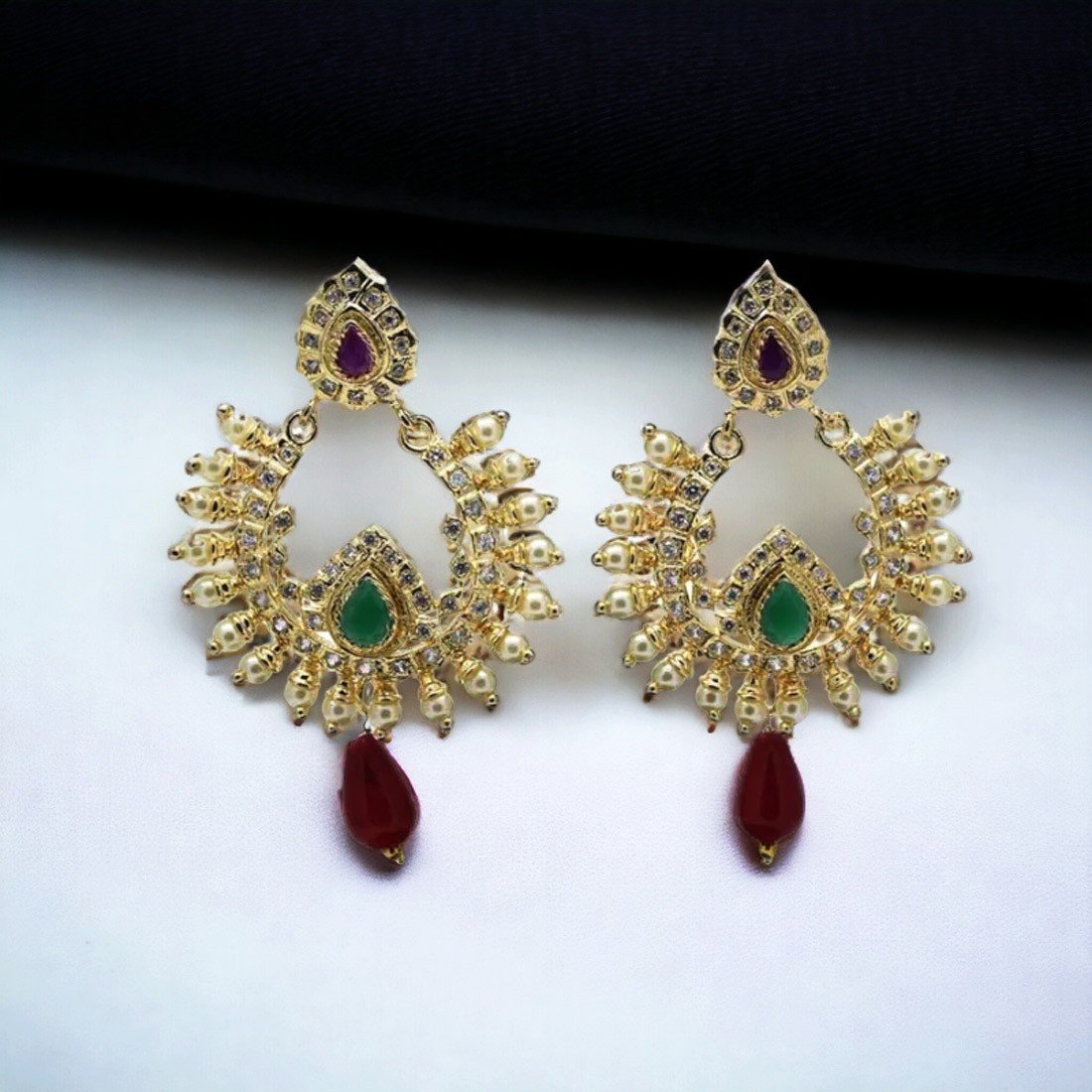 RK Imitation Jewellery-South India Jewels-Kemp Stone Earrings