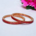 Stylish Rose Gold Plated Pink Zircon Bangles