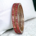 Stylish Rose Gold Plated Pink Zircon Bangles