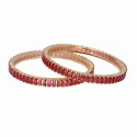 Stylish Rose Gold Plated Pink Zircon Bangles