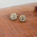Gold Plated Cz Stone Floral Ear Studs