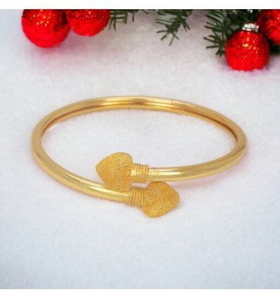 Elegant Gold Plated Heart Open Bangle Bracelet