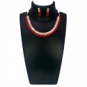 Stylish Rose Gold Finish Dual Colour Stone Necklace Set