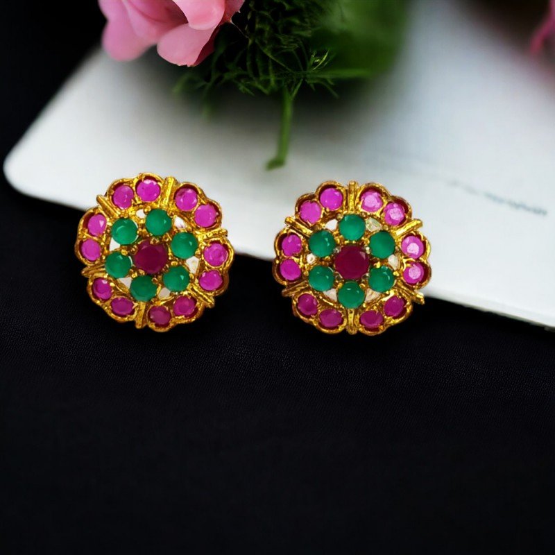 Buy Natural Emerald Earrings in 14k Rose Gold, Emerald Diamond Stud Earrings,  Rose Gold Diamond Cluster Earrings Online in India - Etsy