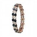 Adorable Oval Blue Sapphire CZ Stone Rose Gold Plated Bangles