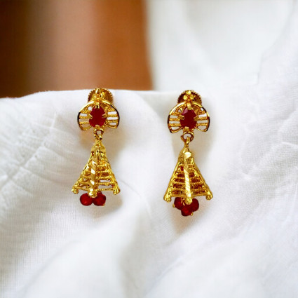 Cute Gold Plated Small Stone Jimikki Earrings for Girls