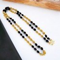 Elegant Gold Plated Black Crystal Chain With Golden Beads