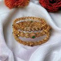 Stunning Bridal Antique Gold Plated Heart Bangles Set of 3