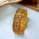 Bridal Antique Gold Plated Floral Kundan Ruby Screw Bangle